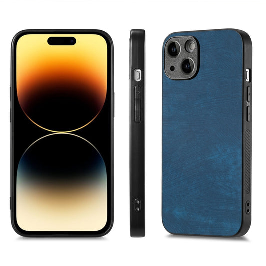 For iPhone 15 ENKAY Retro Leather Skin PC Phone Case with High Aluminum-silicon Glass Film(Blue) - iPhone 15 Cases by ENKAY | Online Shopping UK | buy2fix