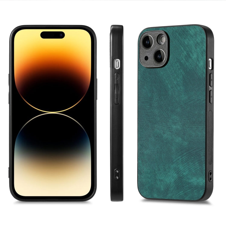 For iPhone 15 ENKAY Retro Leather Skin PC Phone Case with High Aluminum-silicon Glass Film(Green) - iPhone 15 Cases by ENKAY | Online Shopping UK | buy2fix