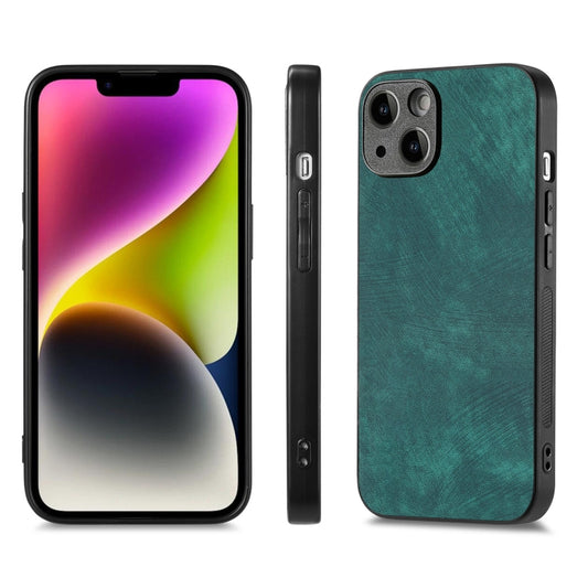 For iPhone 14 Plus ENKAY Retro Leather Skin PC Phone Case with High Aluminum-silicon Glass Film(Green) - iPhone 14 Plus Cases by ENKAY | Online Shopping UK | buy2fix