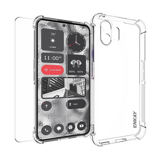 For Nothing Phone 2 ENKAY Transparent TPU Shockproof Phone Case with Glass Film - Nothing Cases by ENKAY | Online Shopping UK | buy2fix