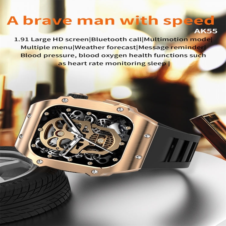 AK55 1.91 inch IP67 Waterproof Color Screen Smart Watch,Support Heart Rate / Blood Pressure / Blood Oxygen Monitoring(Black) by buy2fix