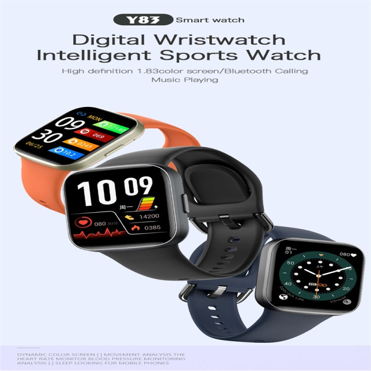 Y83 1.83 inch Color Screen Smart Watch,Support Heart Rate / Blood Pressure / Blood Oxygen / Blood Glucose Monitoring(Silver) by buy2fix