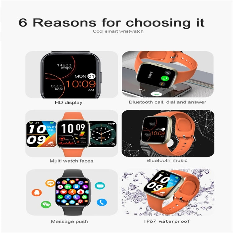 Y83 1.83 inch Color Screen Smart Watch,Support Heart Rate / Blood Pressure / Blood Oxygen / Blood Glucose Monitoring(Orange) by buy2fix
