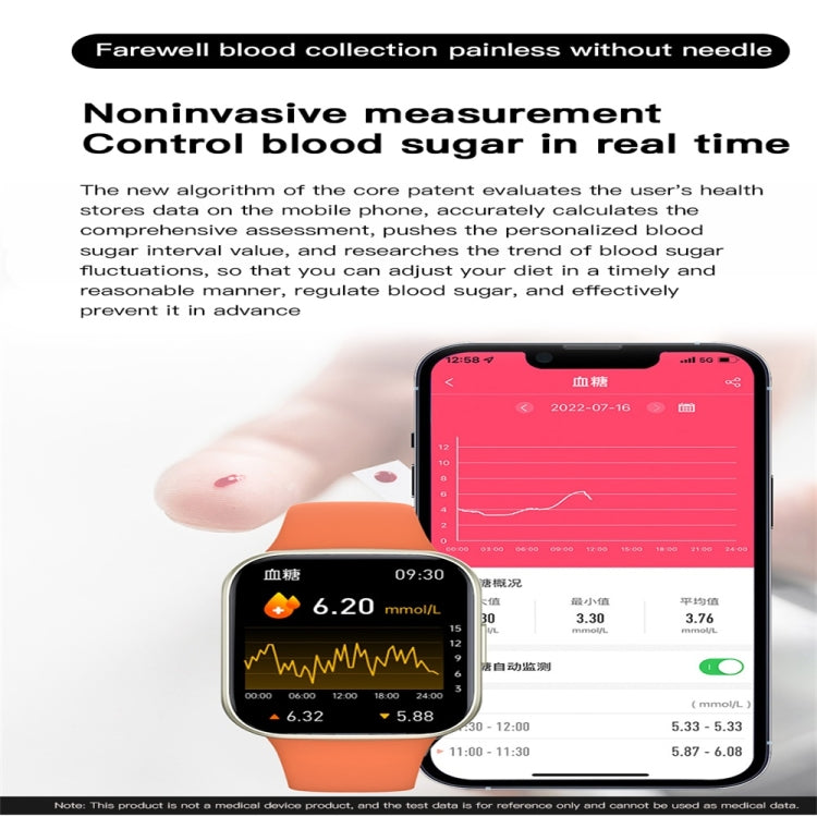 Y83 1.83 inch Color Screen Smart Watch,Support Heart Rate / Blood Pressure / Blood Oxygen / Blood Glucose Monitoring(Orange) by buy2fix