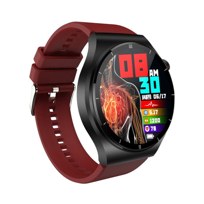 ET340 1.46 inch Color Screen Smart Silicone Strap Watch,Support Blood Oxygen / Blood Glucose / Uric Acid Measurement / Blood Lipid Monitoring(Red) by buy2fix