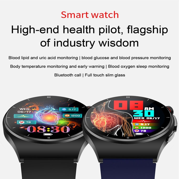 ET340 1.46 inch Color Screen Smart Silicone Strap Watch,Support Blood Oxygen / Blood Glucose / Uric Acid Measurement / Blood Lipid Monitoring(Red) by buy2fix