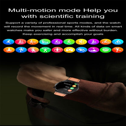 ET340 1.46 inch Color Screen Smart Leather Strap Watch,Support Blood Oxygen / Blood Glucose / Uric Acid Measurement / Blood Lipid Monitoring(Black) by buy2fix