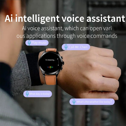 ET440 1.39 inch Color Screen Smart Leather Strap Watch,Support Heart Rate / Blood Pressure / Blood Oxygen / Blood Glucose Monitoring(Black) by buy2fix