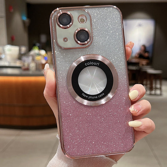 For iPhone 14 Gradient Glitter Electroplating MagSafe TPU Phone Case(Rose) - iPhone 14 Cases by buy2fix | Online Shopping UK | buy2fix