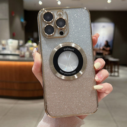 For iPhone 14 Pro Max Gradient Glitter Electroplating MagSafe TPU Phone Case(Gold) - iPhone 14 Pro Max Cases by buy2fix | Online Shopping UK | buy2fix