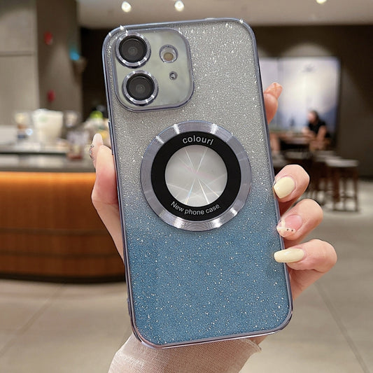 For iPhone 12 Gradient Glitter Electroplating MagSafe TPU Phone Case(Blue) - iPhone 12 / 12 Pro Cases by buy2fix | Online Shopping UK | buy2fix
