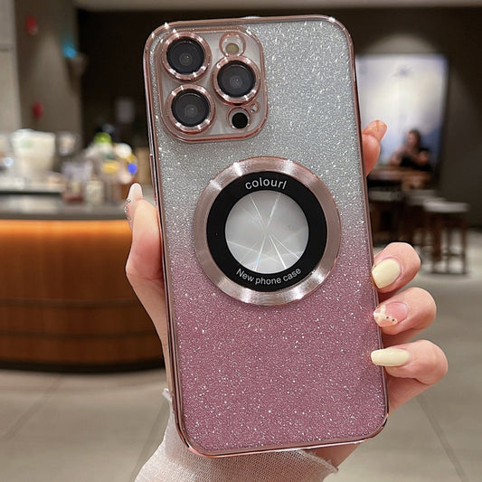 For iPhone 12 Pro Gradient Glitter Electroplating MagSafe TPU Phone Case(Rose) - iPhone 12 / 12 Pro Cases by buy2fix | Online Shopping UK | buy2fix