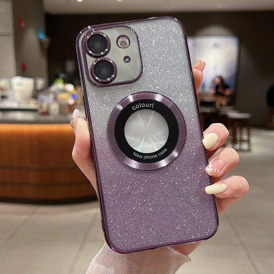 For iPhone 11 Gradient Glitter Electroplating MagSafe TPU Phone Case(Purple) - iPhone 11 Cases by buy2fix | Online Shopping UK | buy2fix