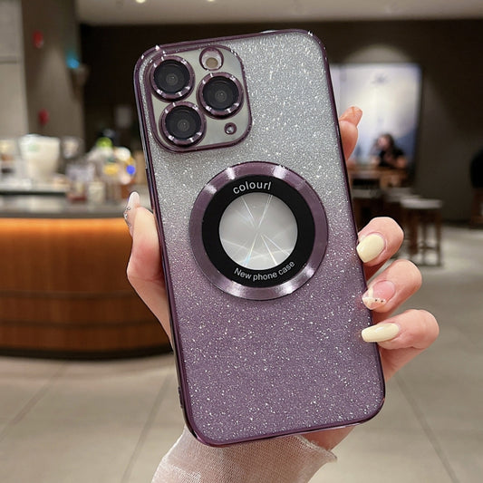 For iPhone 11 Pro Gradient Glitter Electroplating MagSafe TPU Phone Case(Purple) - iPhone 11 Pro Cases by buy2fix | Online Shopping UK | buy2fix
