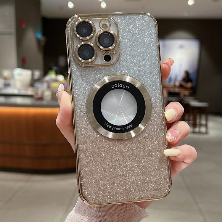 For iPhone 15 Pro Max Gradient Glitter Electroplating MagSafe TPU Phone Case(Gold) - iPhone 15 Pro Max Cases by buy2fix | Online Shopping UK | buy2fix