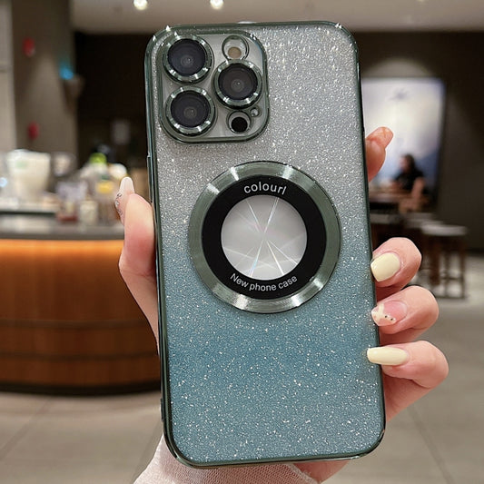 For iPhone 15 Pro Max Gradient Glitter Electroplating MagSafe TPU Phone Case(Green) - iPhone 15 Pro Max Cases by buy2fix | Online Shopping UK | buy2fix