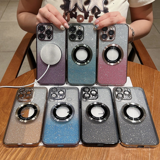For iPhone 15 Pro Gradient Glitter Electroplating MagSafe TPU Phone Case(Silver) - iPhone 15 Pro Cases by buy2fix | Online Shopping UK | buy2fix