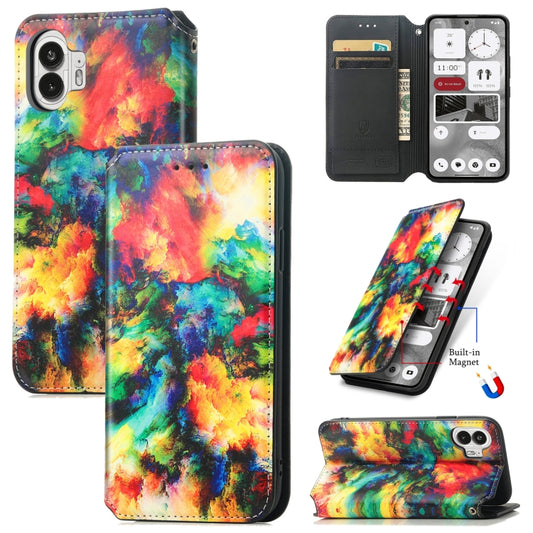 For Nothing Phone 2 CaseNeo Colorful Magnetic Leather Phone Case(Colorful Clouds) - Nothing Cases by buy2fix | Online Shopping UK | buy2fix