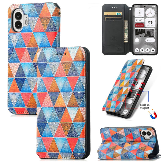 For Nothing Phone 2 CaseNeo Colorful Magnetic Leather Phone Case(Rhombus Mandala) - Nothing Cases by buy2fix | Online Shopping UK | buy2fix