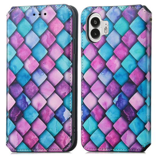 For Nothing Phone 2 CaseNeo Colorful Magnetic Leather Phone Case(Purple scales) - Nothing Cases by buy2fix | Online Shopping UK | buy2fix