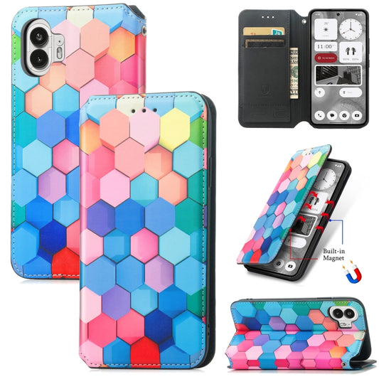 For Nothing Phone 2 CaseNeo Colorful Magnetic Leather Phone Case(Colored Squares) - Nothing Cases by buy2fix | Online Shopping UK | buy2fix