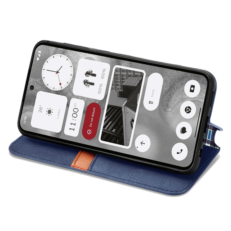 For Nothing Phone 2 Cubic Grid Pressed Magnetic Leather Phone Case(Blue) - Nothing Cases by buy2fix | Online Shopping UK | buy2fix