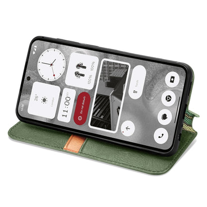 For Nothing Phone 2 Cubic Grid Pressed Magnetic Leather Phone Case(Green) - Nothing Cases by buy2fix | Online Shopping UK | buy2fix
