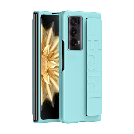 For Honor Magic V2 Skin Elastic Wrist Grip Back Cover Phone Case(Green) - Honor Cases by buy2fix | Online Shopping UK | buy2fix