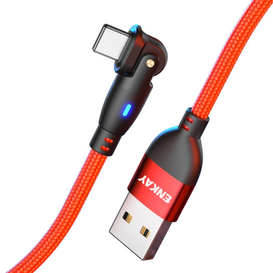 ENKAY 180 Degrees Rotating USB to 8 Pin Charging Data Cable with LED Light, Length:1m(Red) - Normal Style Cable by ENKAY | Online Shopping UK | buy2fix