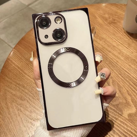 For iPhone 14 Square Magsafe Electroplating TPU Phone Case(Purple) by buy2fix