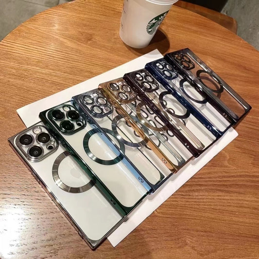 For iPhone 14 Plus Square Magsafe Electroplating TPU Phone Case(Purple) - iPhone 14 Plus Cases by buy2fix | Online Shopping UK | buy2fix