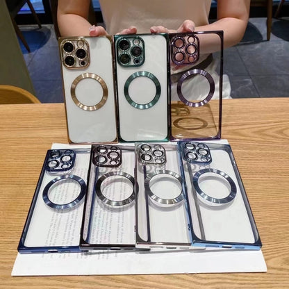 For iPhone 14 Square Magsafe Electroplating TPU Phone Case(Purple) by buy2fix