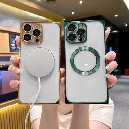 For iPhone 14 Square Magsafe Electroplating TPU Phone Case(Purple) by buy2fix