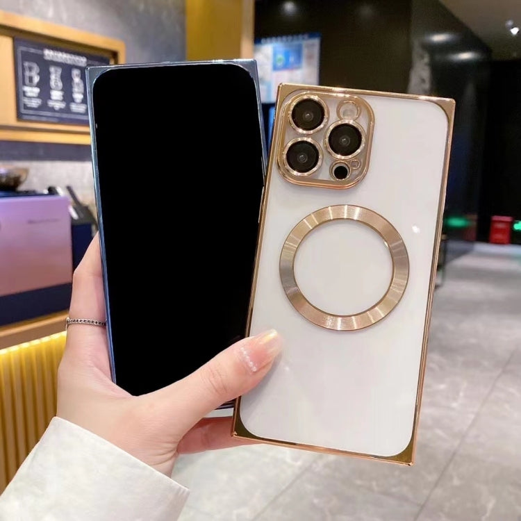 For iPhone 14 Square Magsafe Electroplating TPU Phone Case(Purple) by buy2fix