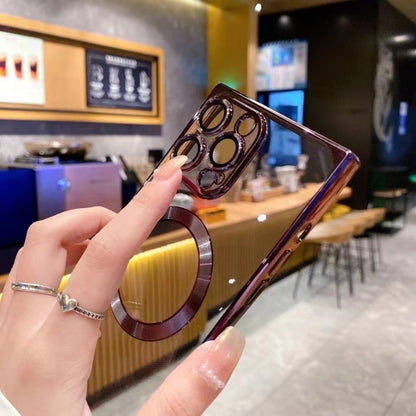 For iPhone 14 Square Magsafe Electroplating TPU Phone Case(Purple) by buy2fix