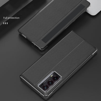 For Honor  Magic V2 Attraction Flip Holder Leather Phone Case(Blue) - Honor Cases by buy2fix | Online Shopping UK | buy2fix