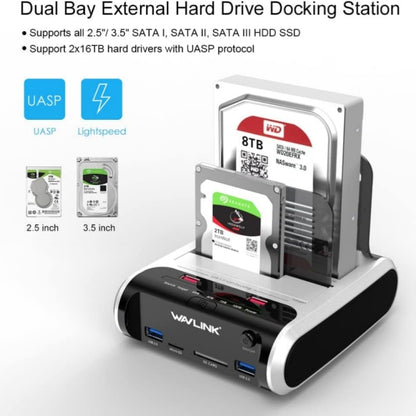 Wavlink ST336A SSD HDD Fast Offline Clone SATA  USB 3.0 External Hard Drive Case(UK Plug) - HDD Enclosure by WAVLINK | Online Shopping UK | buy2fix