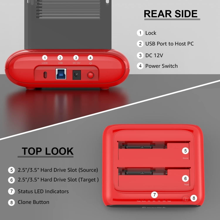 Wavlink ST341U Dual Bay External Hard Drive Docking Station Support Offline Clone Function(AU Plug) - HDD Enclosure by WAVLINK | Online Shopping UK | buy2fix