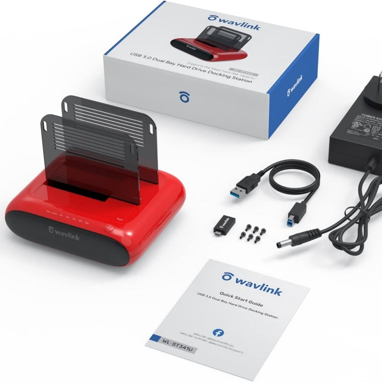 Wavlink ST341U Dual Bay External Hard Drive Docking Station Support Offline Clone Function(AU Plug) - HDD Enclosure by WAVLINK | Online Shopping UK | buy2fix