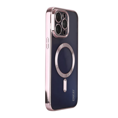 For iPhone 15 Pro ENKAY Hat-Prince Magsafe Electroplated TPU Clear Shockproof Phone Case(Pink) - iPhone 15 Pro Cases by ENKAY | Online Shopping UK | buy2fix