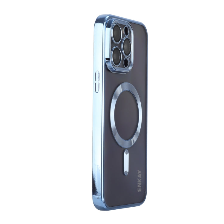 For iPhone 15 Pro ENKAY Hat-Prince Magsafe Electroplated TPU Clear Shockproof Phone Case(Light Blue) - iPhone 15 Pro Cases by ENKAY | Online Shopping UK | buy2fix