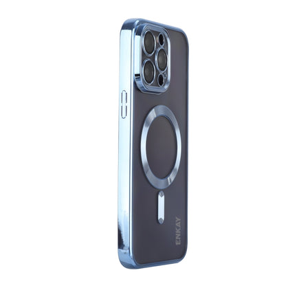For iPhone 15 Pro ENKAY Hat-Prince Magsafe Electroplated TPU Clear Shockproof Phone Case(Light Blue) - iPhone 15 Pro Cases by ENKAY | Online Shopping UK | buy2fix