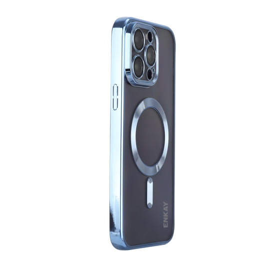 For iPhone 15 Pro ENKAY Hat-Prince Magsafe Electroplated TPU Clear Shockproof Phone Case(Light Blue) - iPhone 15 Pro Cases by ENKAY | Online Shopping UK | buy2fix