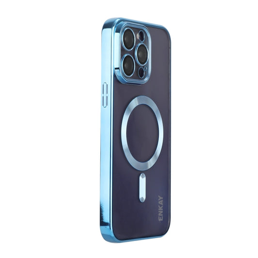 For iPhone 15 Pro ENKAY Hat-Prince Magsafe Electroplated TPU Clear Shockproof Phone Case(Dark Blue) - iPhone 15 Pro Cases by ENKAY | Online Shopping UK | buy2fix