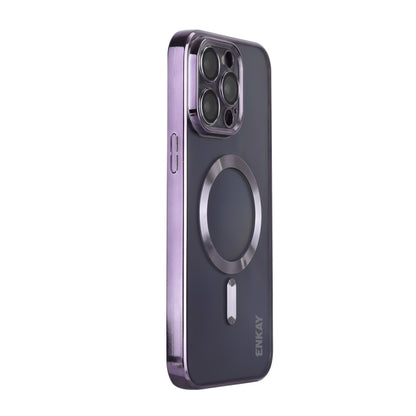 For iPhone 15 Pro ENKAY Hat-Prince Magsafe Electroplated TPU Clear Shockproof Phone Case(Purple) - iPhone 15 Pro Cases by ENKAY | Online Shopping UK | buy2fix