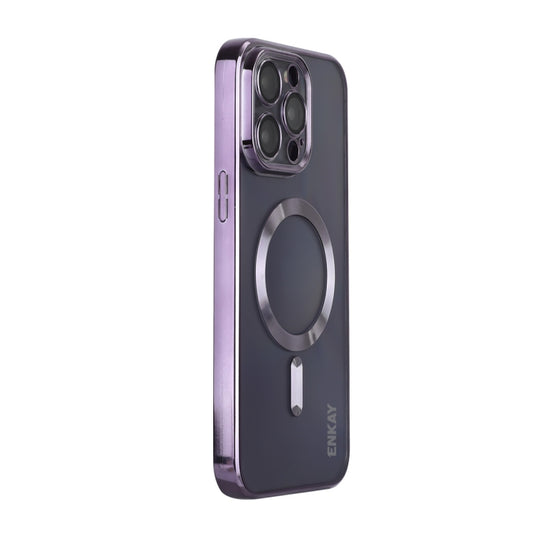 For iPhone 15 Pro ENKAY Hat-Prince Magsafe Electroplated TPU Clear Shockproof Phone Case(Purple) - iPhone 15 Pro Cases by ENKAY | Online Shopping UK | buy2fix