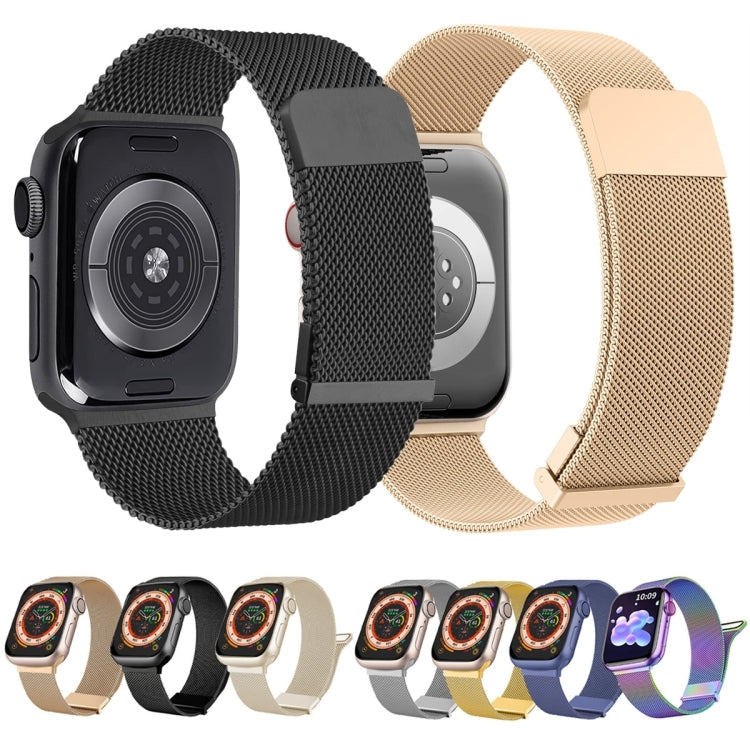 For Apple Watch 38mm Milan Double Magnetic Steel Mesh Watch Band(Black) by buy2fix