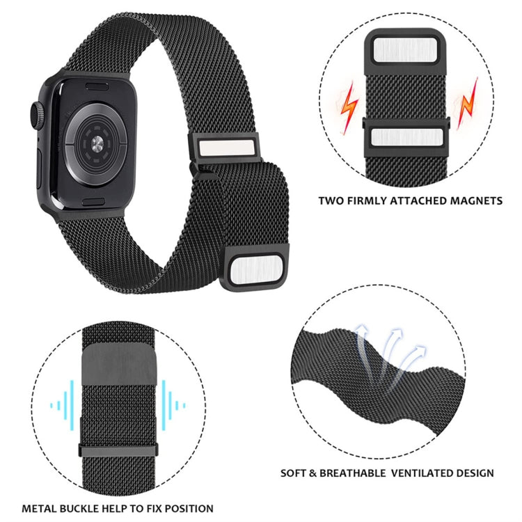 For Apple Watch 38mm Milan Double Magnetic Steel Mesh Watch Band(Black) by buy2fix