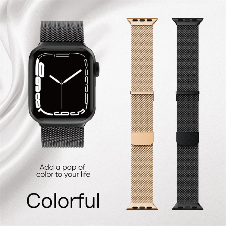 For Apple Watch 38mm Milan Double Magnetic Steel Mesh Watch Band(Black) by buy2fix