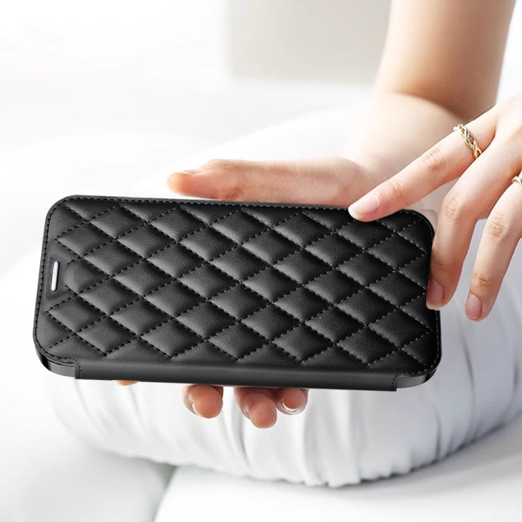 For Samsung Galaxy S23 5G Shield MagSafe RFID Anti-theft Rhombus Leather Phone Case(Black) - Galaxy S23 5G Cases by buy2fix | Online Shopping UK | buy2fix
